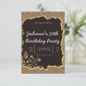 Dierenprint bloemenverjaardag uitnodiging (Staand voorkant)