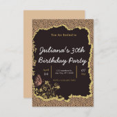 Dierenprint bloemenverjaardag uitnodiging (Voorkant / Achterkant)