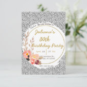 Dierenprint bloemenverjaardag uitnodiging (Staand voorkant)