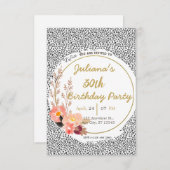 Dierenprint bloemenverjaardag uitnodiging (Voorkant / Achterkant)