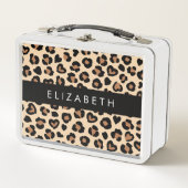 Dierenprint, Bruin Luipaard, Harten, Jouw naam (Voorkant)