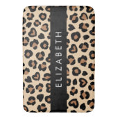 Dierenprint, Bruin Luipaard, Harten, Jouw naam Badmat (Voorkant Verticaal)