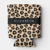 Dierenprint, Bruin Luipaard, Harten, Jouw naam Blikjeskoeler (Achterkant)