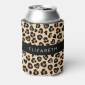 Dierenprint, Bruin Luipaard, Harten, Jouw naam Blikjeskoeler (Blikje Achterkant)