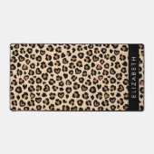 Dierenprint, Bruin Luipaard, Harten, Jouw naam Bureaumat (Voorkant)