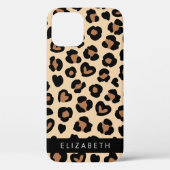 Dierenprint, Bruin Luipaard, Harten, Jouw naam Case-Mate iPhone Case (Achterkant)