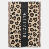 Dierenprint, Bruin Luipaard, Harten, Jouw naam Deken (Voorkant Verticaal)