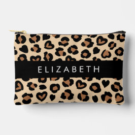 Dierenprint, Bruin Luipaard, Harten, Jouw naam Etui