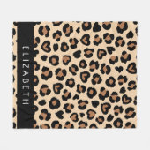 Dierenprint, Bruin Luipaard, Harten, Jouw naam Fleece Deken (Voorkant (Horizontaal))