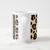 Dierenprint, Bruin Luipaard, Harten, Jouw naam Grote Koffiekop (Achterkant)