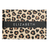 Dierenprint, Bruin Luipaard, Harten, Jouw naam Kussensloop (Achterkant)
