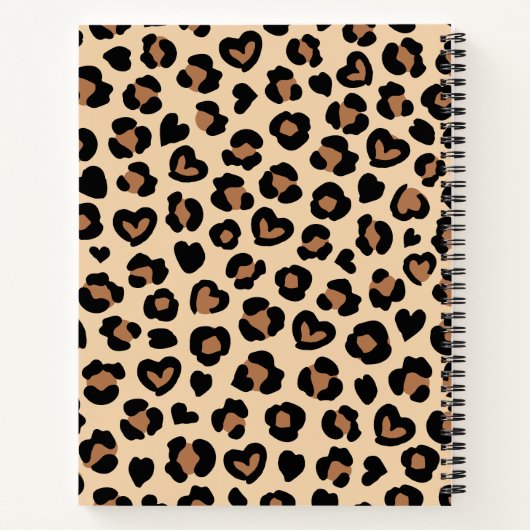 Dierenprint, Bruin Luipaard, Harten, Jouw naam Notitieboek (Achterkant)
