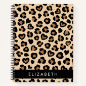 Dierenprint, Bruin Luipaard, Harten, Jouw naam Notitieboek (Voorkant)