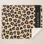 Dierenprint, Bruin Luipaard, Harten, Jouw naam Sherpa Deken (Voorkant (horizontaal))