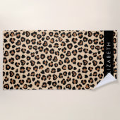 Dierenprint, Bruin Luipaard, Harten, Jouw naam Strandlaken (Voorkant)