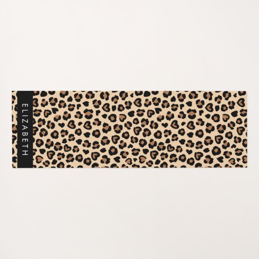 Dierenprint, Bruin Luipaard, Harten, Jouw naam Yogamat (Achterkant (horizontaal))