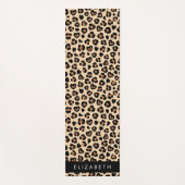 Dierenprint, Bruin Luipaard, Harten, Jouw naam Yogamat (Voorkant)