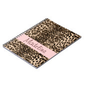 Dierenprint, bruin, roze, monogram notitieboek (Linkerzijde)