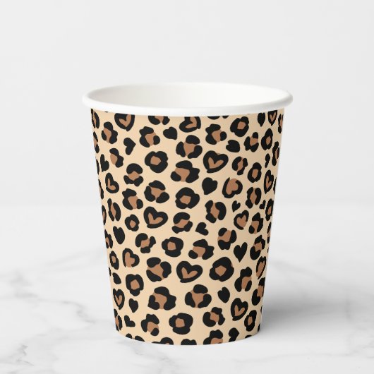 Dierenprint, Bruine luipaard, Cheetah Spots, Harte Papieren Bekers (Achterkant)