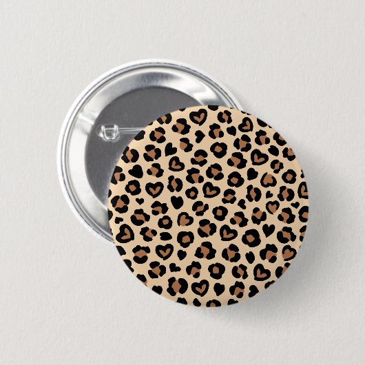 Dierenprint, Bruine luipaard, Cheetah Spots, Harte Ronde Button 5,7 Cm (Voorkant /achterkant)