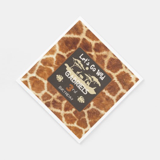 Dierenprint Giraffe Verjaardags papier servet (Hoek)