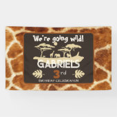 Dierenprint Giraffe Verjaardagsbanner Spandoek (Horizontaal)