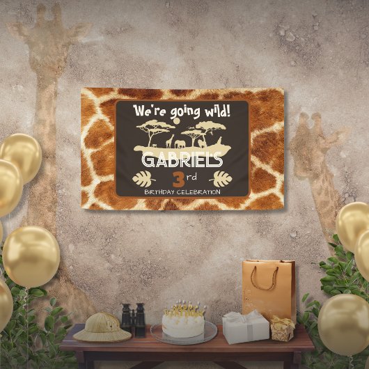 Dierenprint Giraffe Verjaardagsbanner Spandoek
