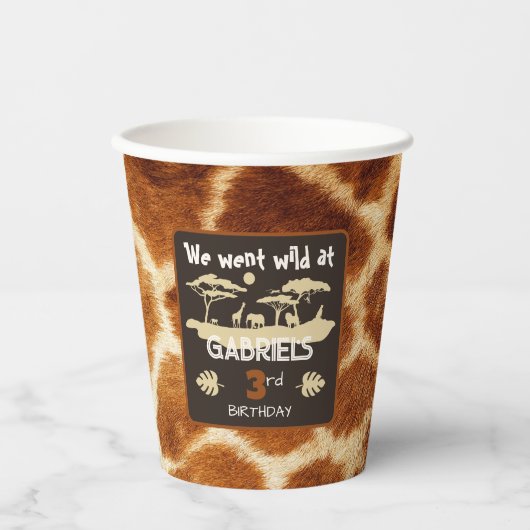 Dierenprint Giraffe Verjaardagspapier beker (Voorkant)