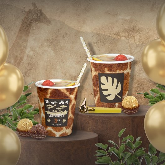 Dierenprint Giraffe Verjaardagspapier beker