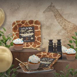 Dierenprint Giraffe Verjaardagspapier Bord
