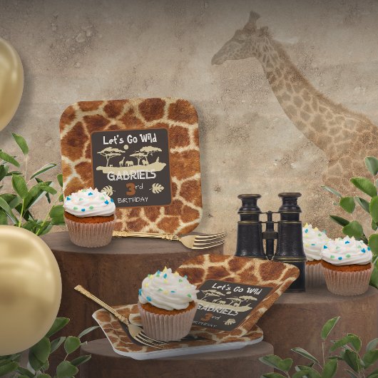 Dierenprint Giraffe Verjaardagspapier Bord