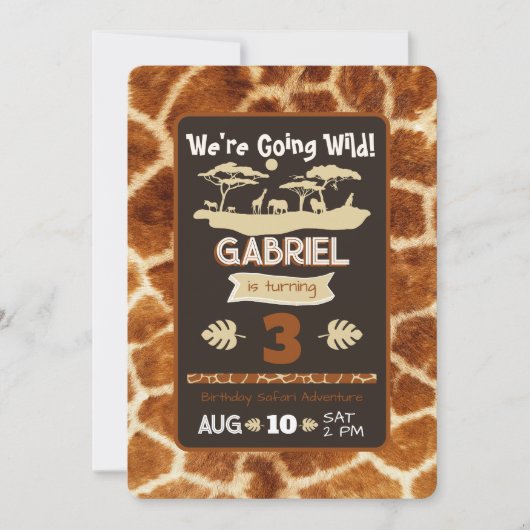 Dierenprint Giraffe Verjaardagsuitnodiging Kaart (Voorkant)
