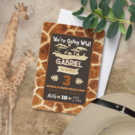 Dierenprint Giraffe Verjaardagsuitnodiging Kaart
