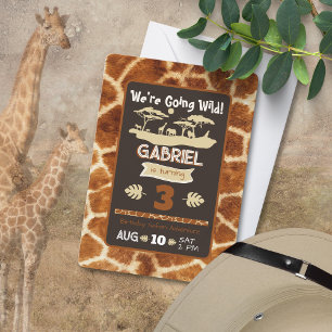 Dierenprint Giraffe Verjaardagsuitnodiging Kaart