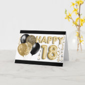 Dierenprint & gouden ballonnen Gelukkige 18e verja Kaart (Gele Bloem)