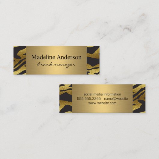Dierenprint / Gouden Luxe Mini Visitekaartje (Voorkant / Achterkant)