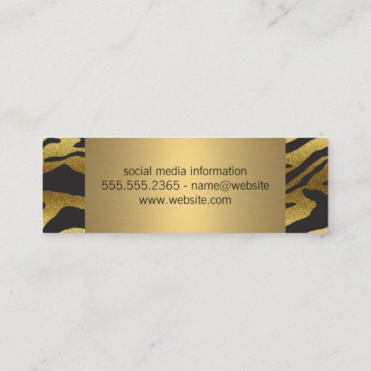 Dierenprint / Gouden Luxe Mini Visitekaartje (Achterkant)