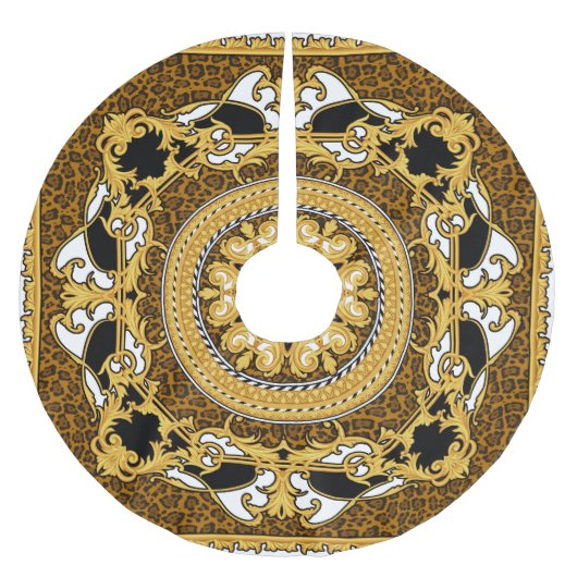 Dierenprint Gouden rollen Zijde Kerstboom Rok (Voorkant)