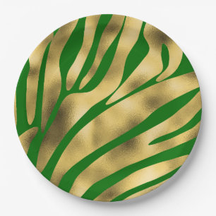 Dierenprint Groen en Goud Papier Borden Papieren Bordje