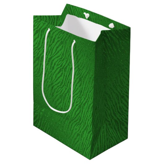 Dierenprint Groen Glitter Glam Medium Cadeauzakje (Voorkant Gekanteld)