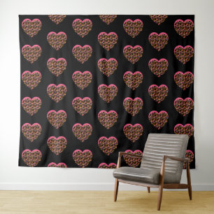 Dierenprint Harten Patroon  Wandkleed