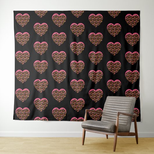 Dierenprint Harten Patroon  Wandkleed (In Situ (horizontaal))