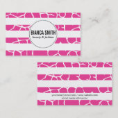 Dierenprint (heet roze) | Strepen Visitekaartje (Voorkant / Achterkant)