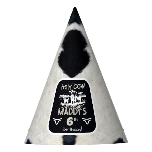 Dierenprint Heilige Koe Verjaardagsfeestje Pet Feesthoedjes (Voorkant)