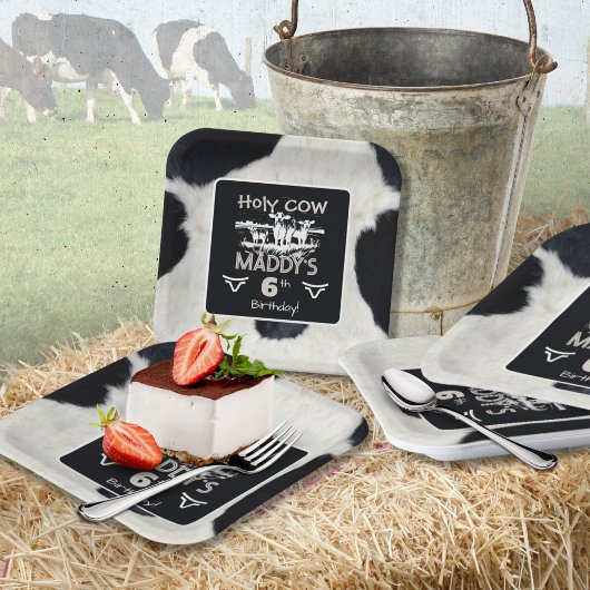 Dierenprint Heilige Koe Verjaardagspapier Bord