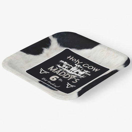 Dierenprint Heilige Koe Verjaardagspapier Bord (Gebogen)