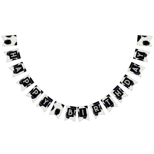 Dierenprint Koe Zwart Verjaardagsbunting Banner (Alle)