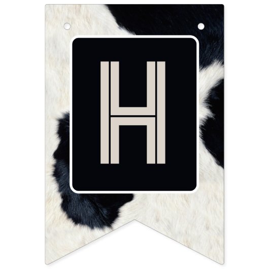 Dierenprint Koe Zwart Verjaardagsbunting Banner (Tweede vlag)