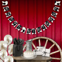 Dierenprint Koe Zwart Verjaardagsbunting Banner