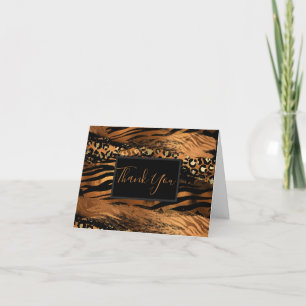 Dierenprint Koper Zwart Script Bedankkaart